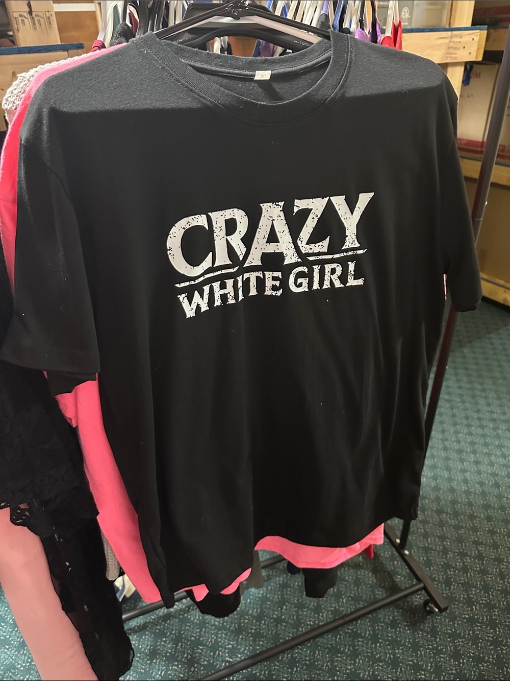 💐Black Graphic Tee "CRAZY WHITE GIRL"